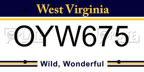 OYW675 West Virginia License Plate
