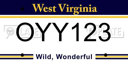 OYY123 West Virginia License Plate