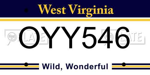OYY546 West Virginia License Plate