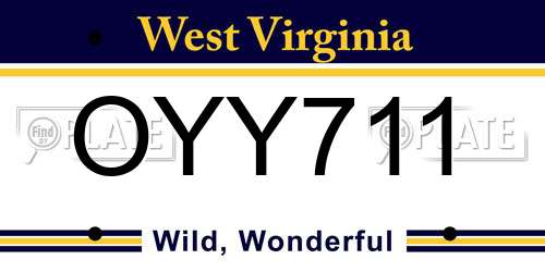 OYY711 West Virginia License Plate