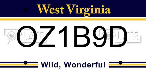 OZ1B9D West Virginia License Plate