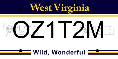 OZ1T2M West Virginia License Plate