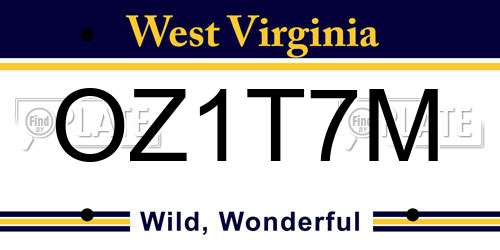 OZ1T7M West Virginia License Plate