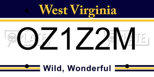 OZ1Z2M West Virginia License Plate