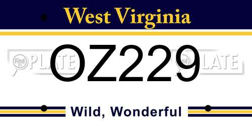 OZ229 West Virginia License Plate