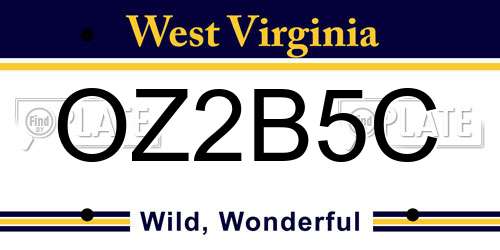 OZ2B5C West Virginia License Plate