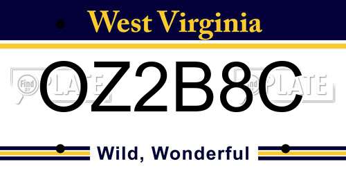 OZ2B8C West Virginia License Plate