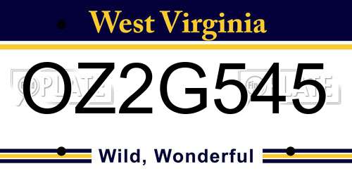 OZ2G545 West Virginia License Plate
