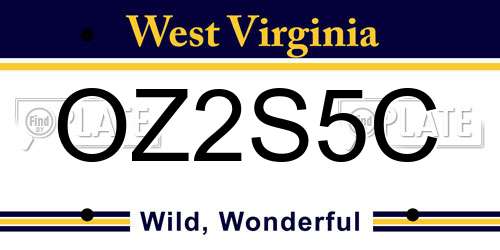 OZ2S5C West Virginia License Plate