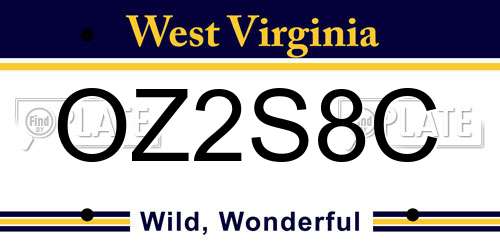OZ2S8C West Virginia License Plate