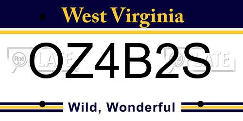 OZ4B2S West Virginia License Plate