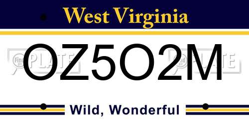 OZ5O2M West Virginia License Plate