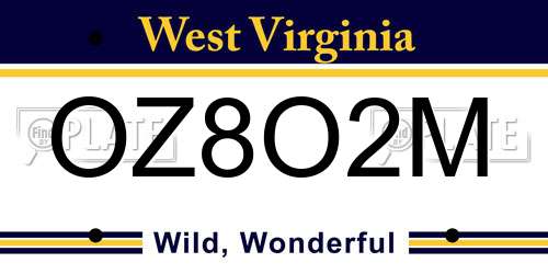 OZ8O2M West Virginia License Plate