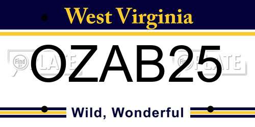 OZAB25 West Virginia License Plate