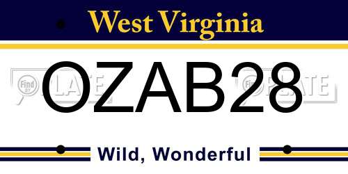OZAB28 West Virginia License Plate