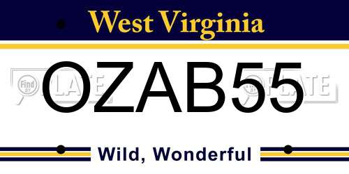 OZAB55 West Virginia License Plate