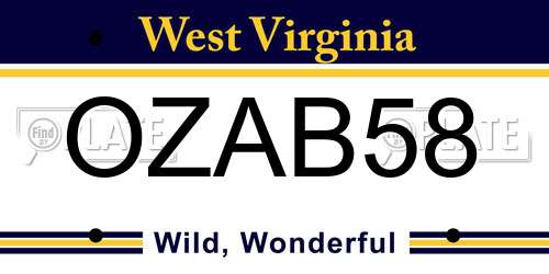 OZAB58 West Virginia License Plate