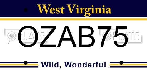 OZAB75 West Virginia License Plate
