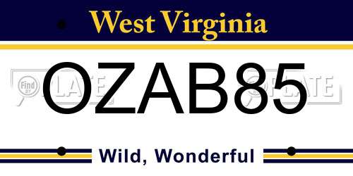OZAB85 West Virginia License Plate