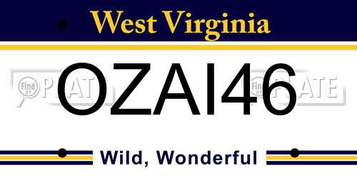 OZAI46 West Virginia License Plate