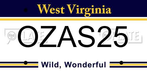 OZAS25 West Virginia License Plate