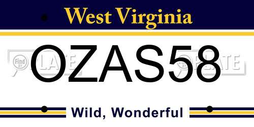OZAS58 West Virginia License Plate