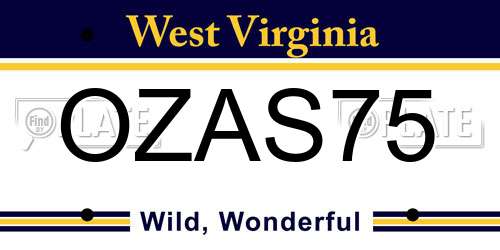 OZAS75 West Virginia License Plate