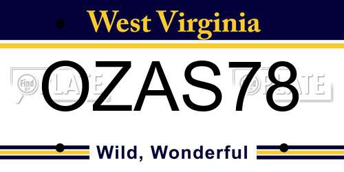 OZAS78 West Virginia License Plate