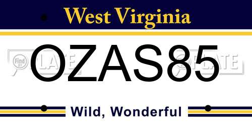 OZAS85 West Virginia License Plate