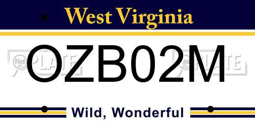 OZB02M West Virginia License Plate