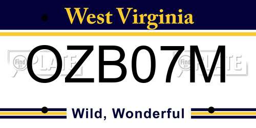 OZB07M West Virginia License Plate