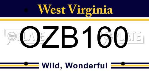OZB160 West Virginia License Plate