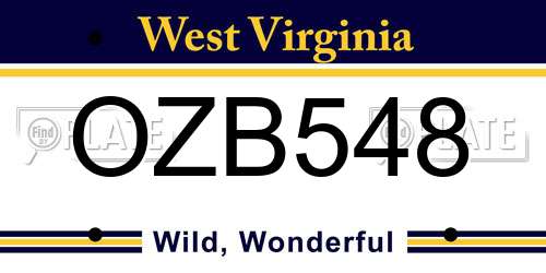 OZB548 West Virginia License Plate
