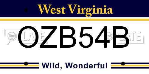 OZB54B West Virginia License Plate