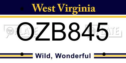 OZB845 West Virginia License Plate
