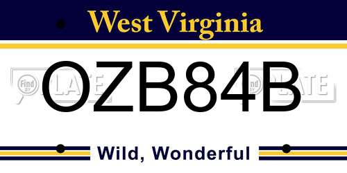 OZB84B West Virginia License Plate