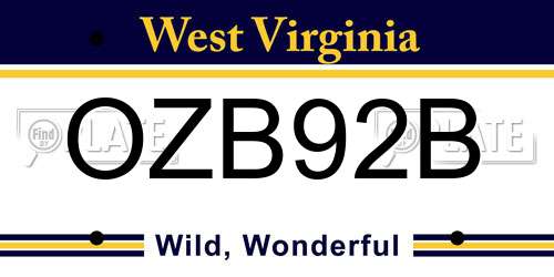OZB92B West Virginia License Plate