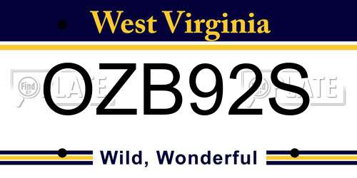 OZB92S West Virginia License Plate
