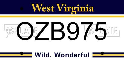 OZB975 West Virginia License Plate