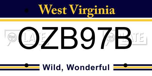 OZB97B West Virginia License Plate