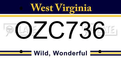 OZC736 West Virginia License Plate