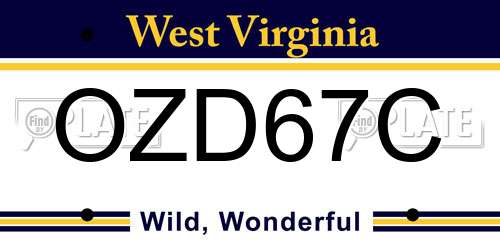 OZD67C West Virginia License Plate