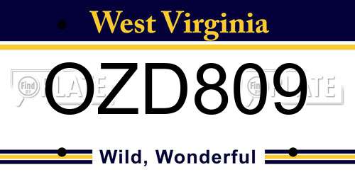 OZD809 West Virginia License Plate