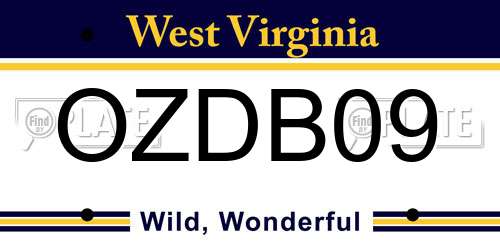 OZDB09 West Virginia License Plate