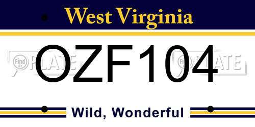 OZF104 West Virginia License Plate