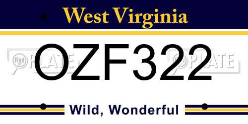 OZF322 West Virginia License Plate
