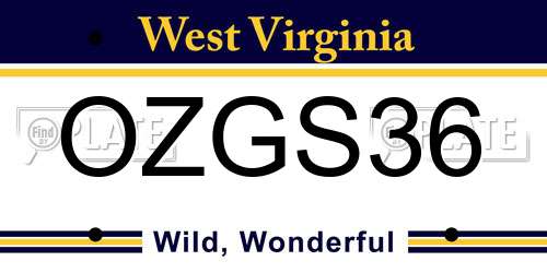 OZGS36 West Virginia License Plate