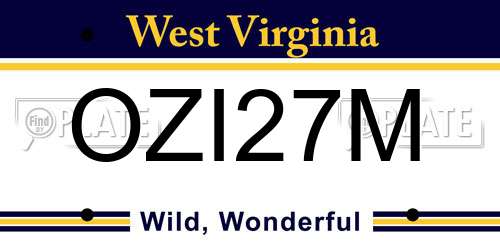 OZI27M West Virginia License Plate