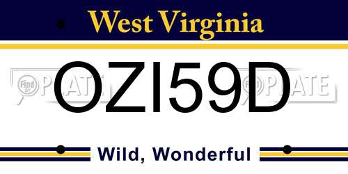 OZI59D West Virginia License Plate