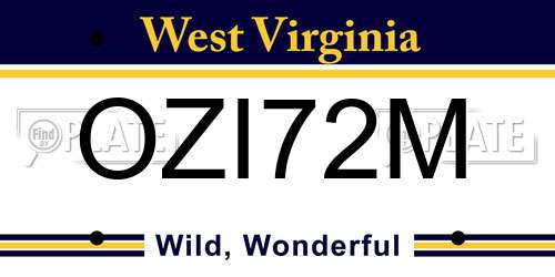 OZI72M West Virginia License Plate